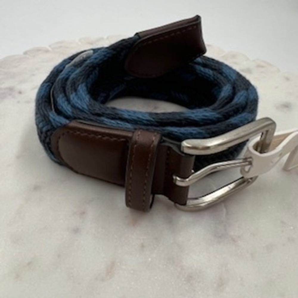 Goodfellow & Co Mens Braided‎ Stretch Belt Fighter Pilot Blue Brown Size M 32-34